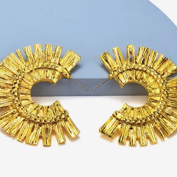 Zara Gold Flat Hoop Earrings - Picture 3 of 15